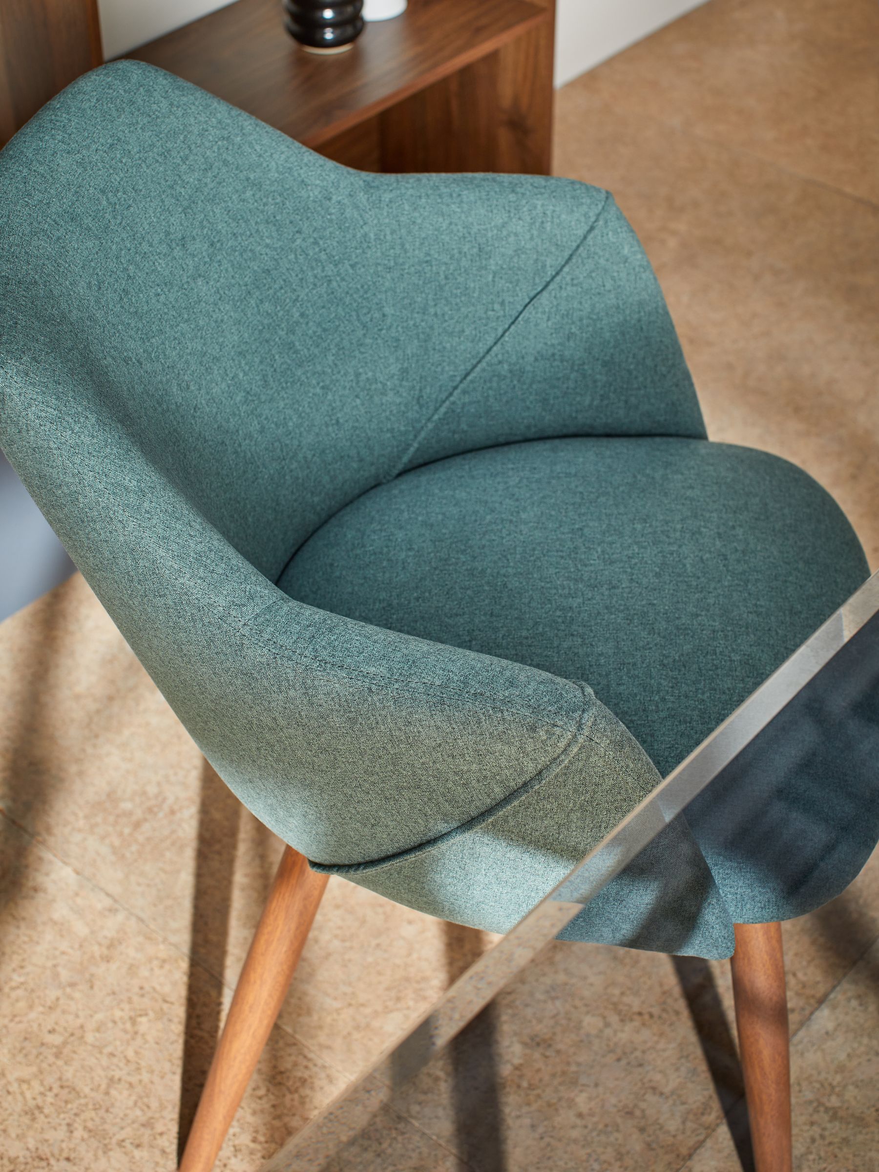 Set of 2 Lule Arm Dining Chairs in Bay Green and Walnut Effect Legs