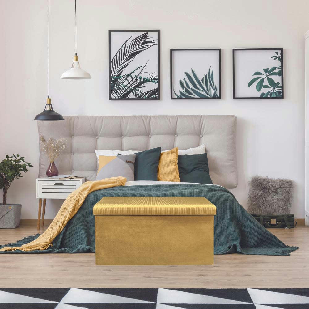 GIULIA - Banc coffre de rangement moutarde