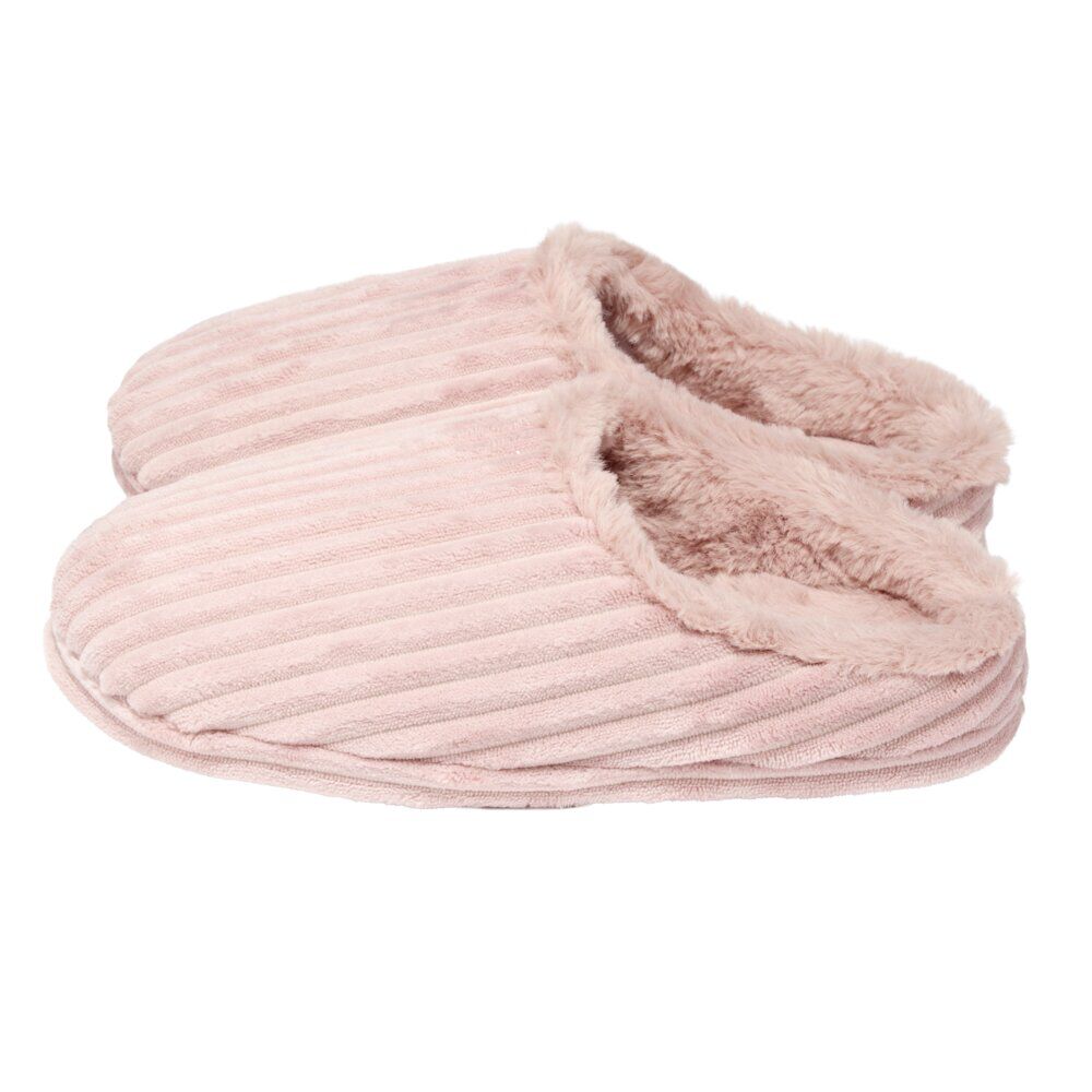 Chaussons femme côtelés fourrés roses 36/37