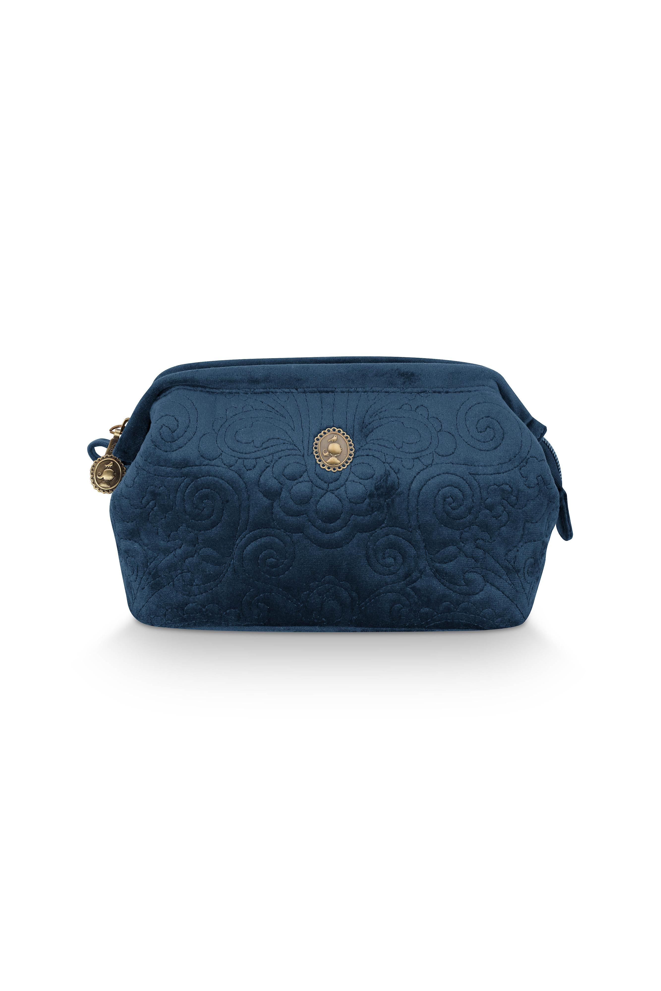 Pip Studio - Cooper Make up tasje - Velvet Quiltey Days - Blauw - 19x8.5x12 cm