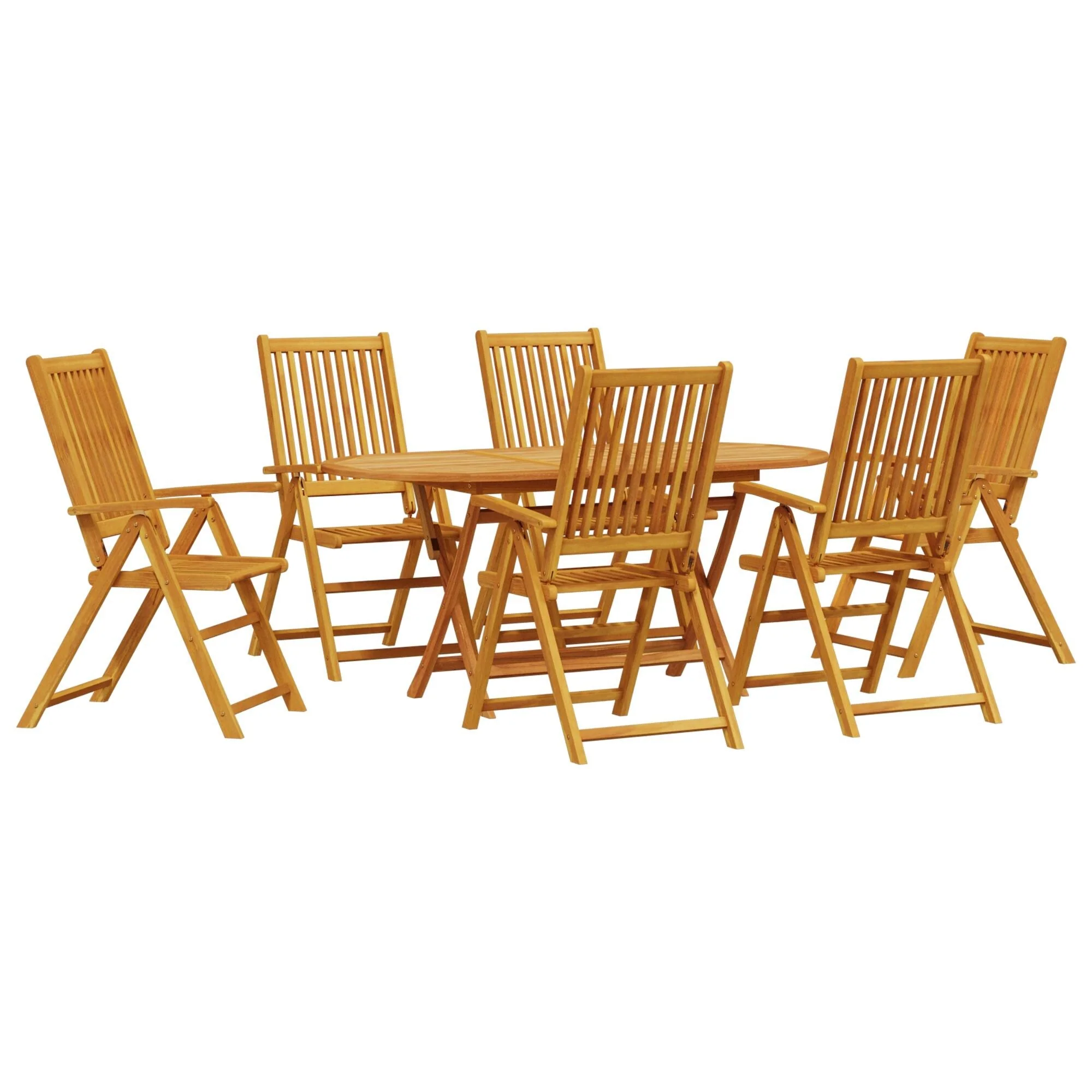 vidaXL Outdoor Dining Set Set of 7 Acacia Wood Color Solid Acacia Wood