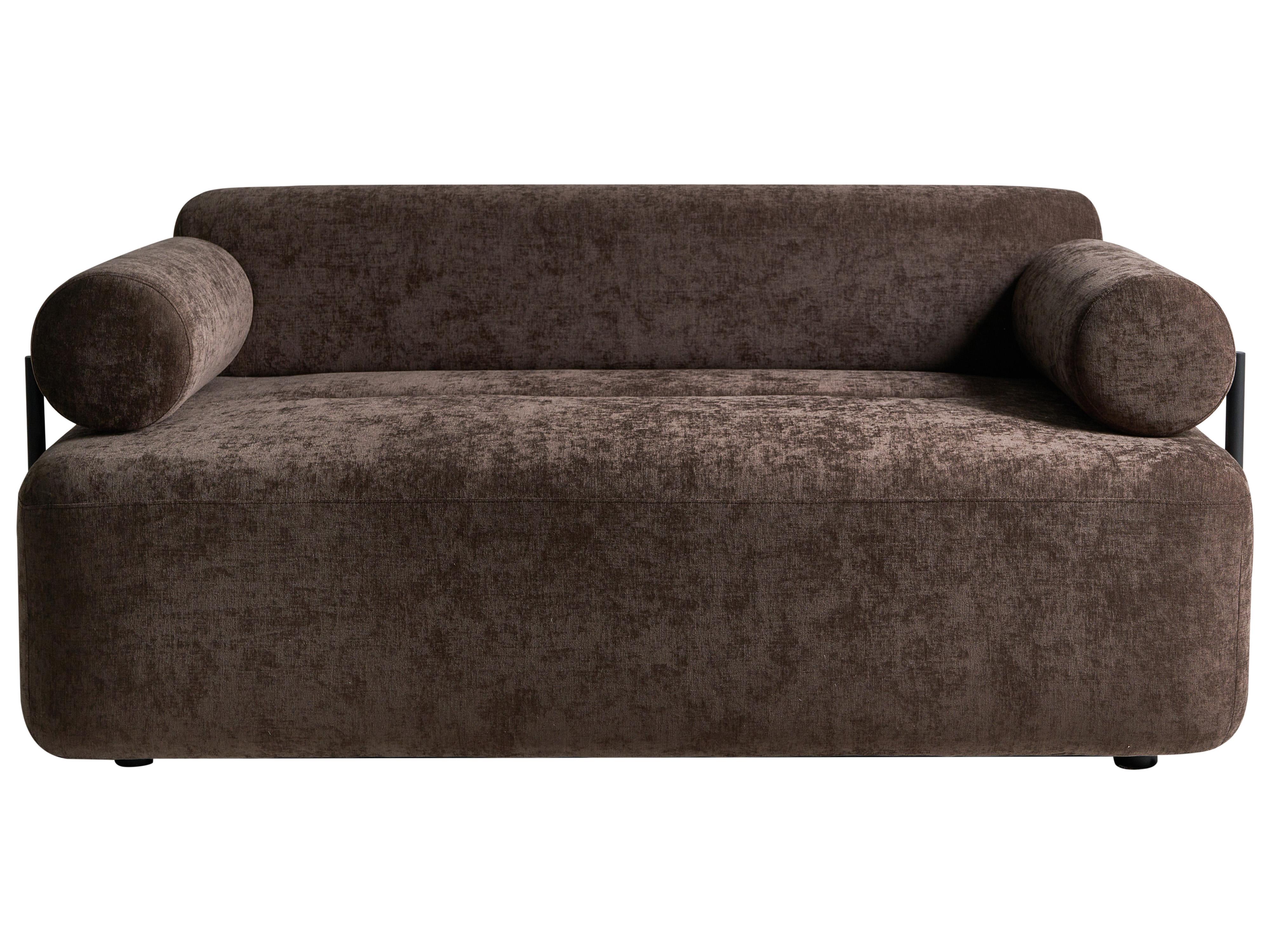 Sofa 2 Seater ELVA Chenille Dark Brown