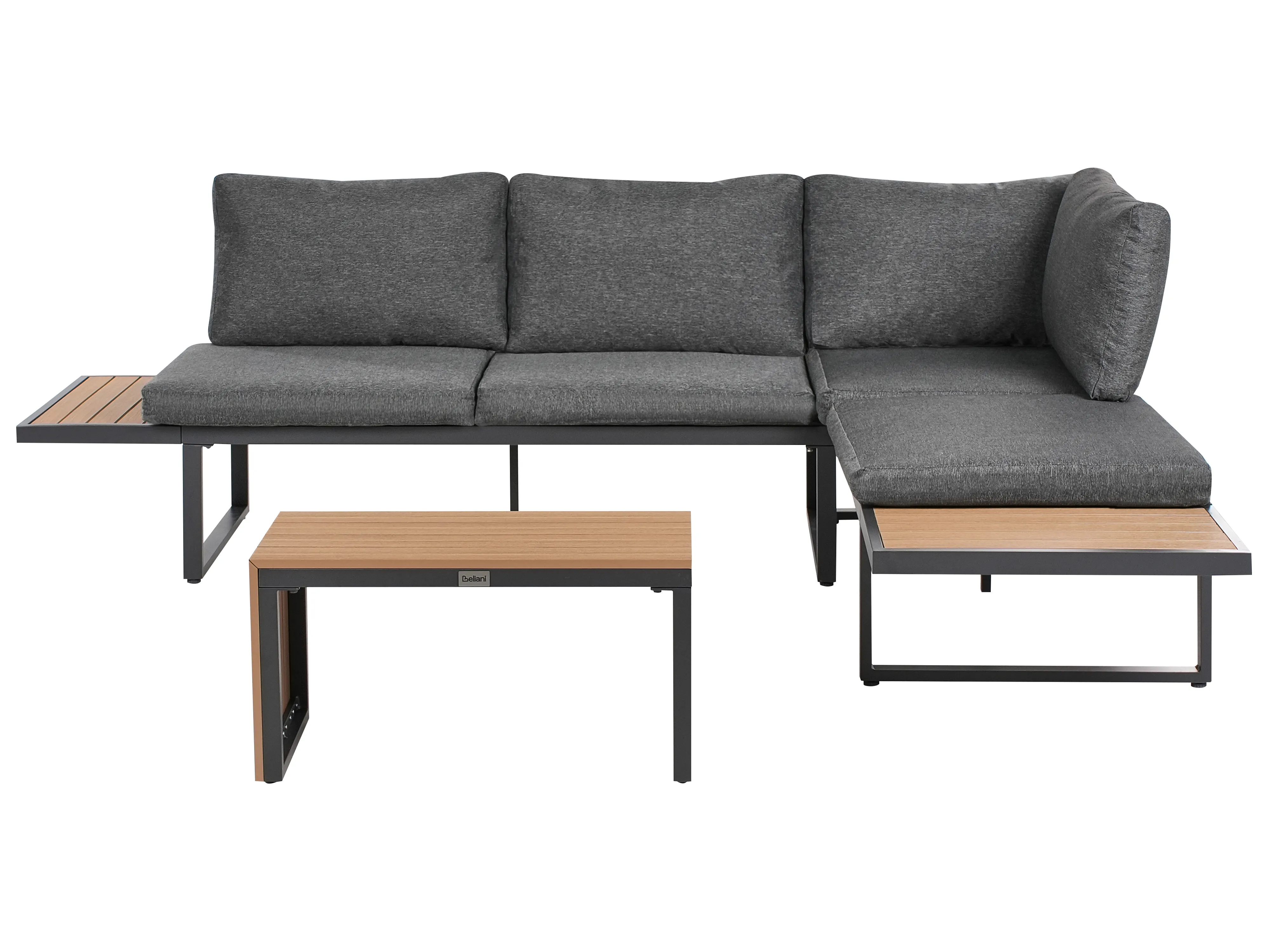Garden Corner Sofa with Table 4 Seater PIENZA Left Hand Light Brown/ Grey