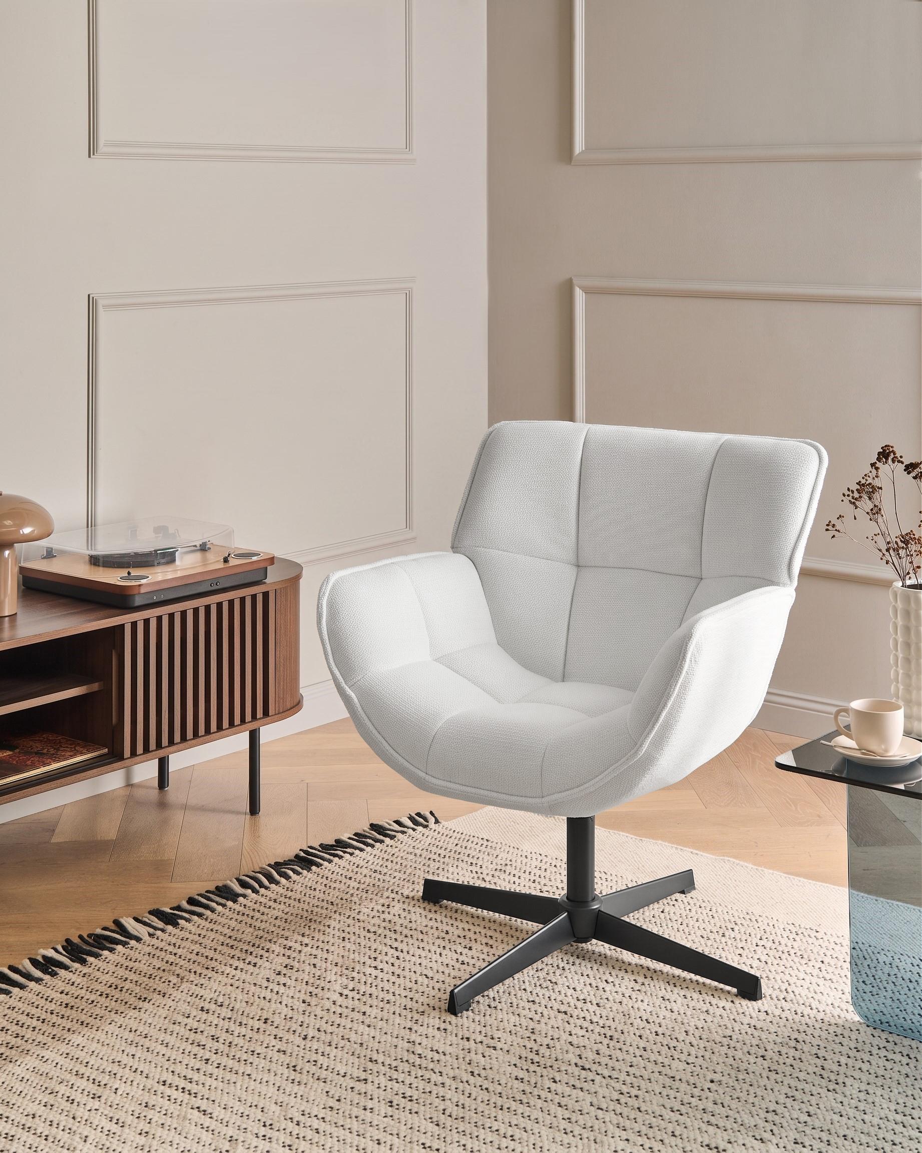 Swivel Armchair AUMA Fabric White