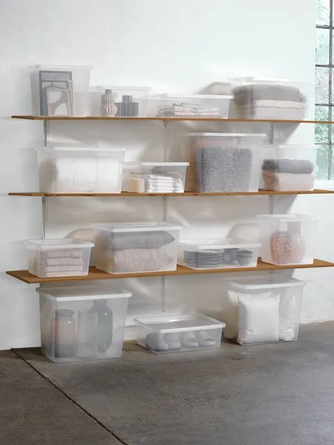 Opbevaringsboks BASIC BOX 80L m/låg transparent