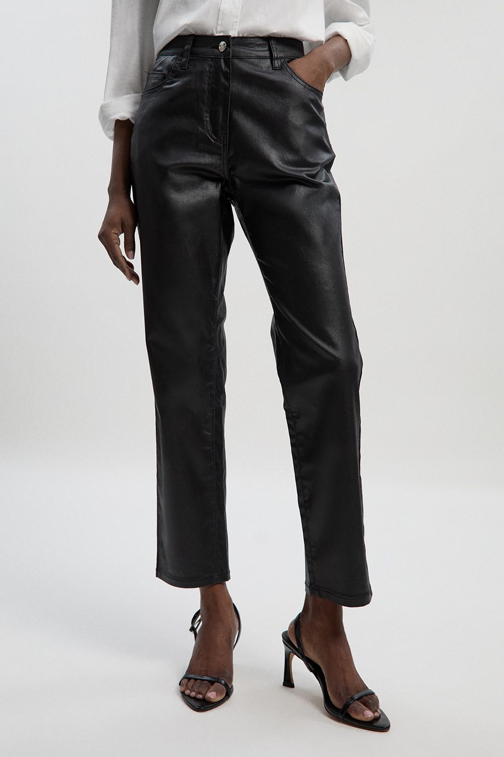 KarenMillen Metallic Coated Denim Skinny Jean