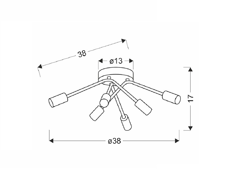 Lampa sufitowa Tiara 6-punktowa metalowa czarna