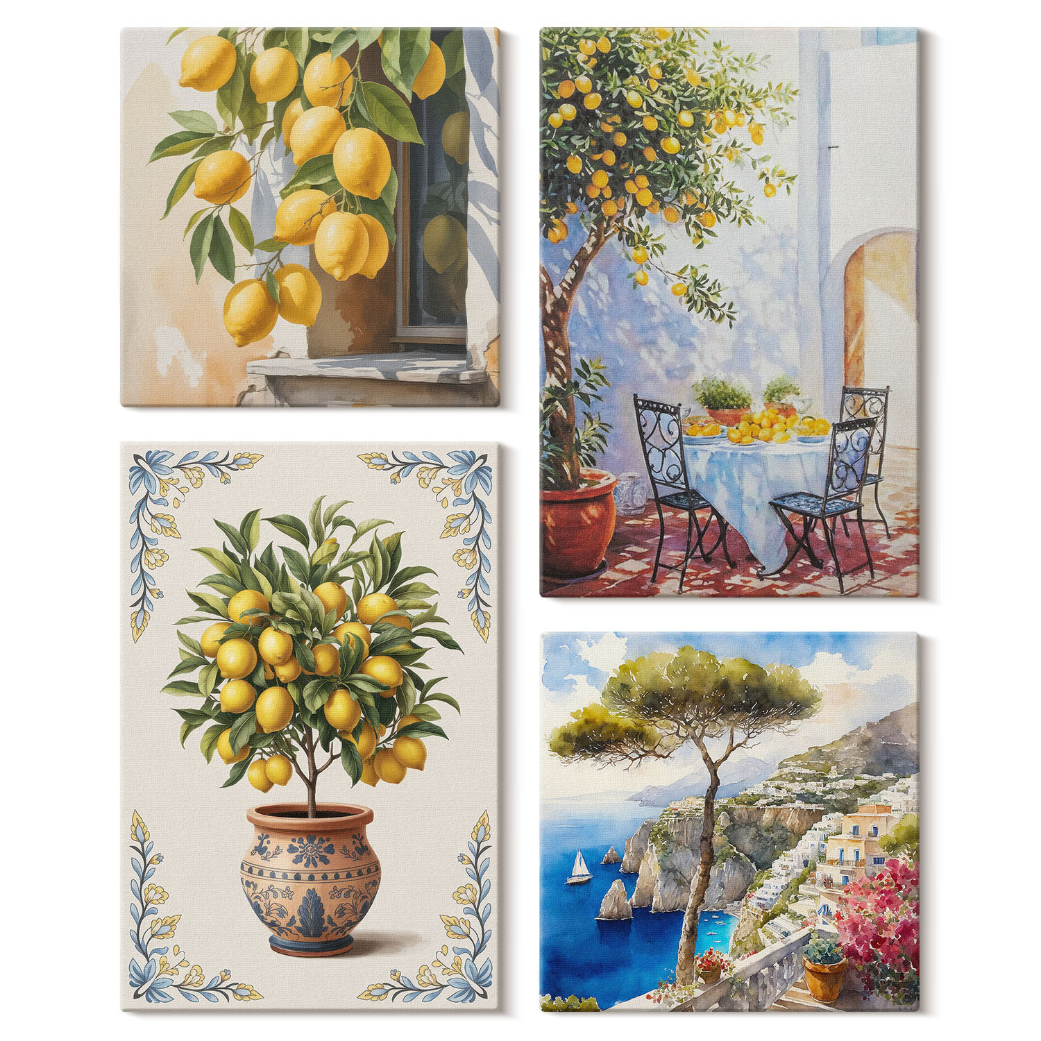 Obraz canvas 4 częściowy Cytrynowe drzewa |40x40, 40x60| Wallfluent