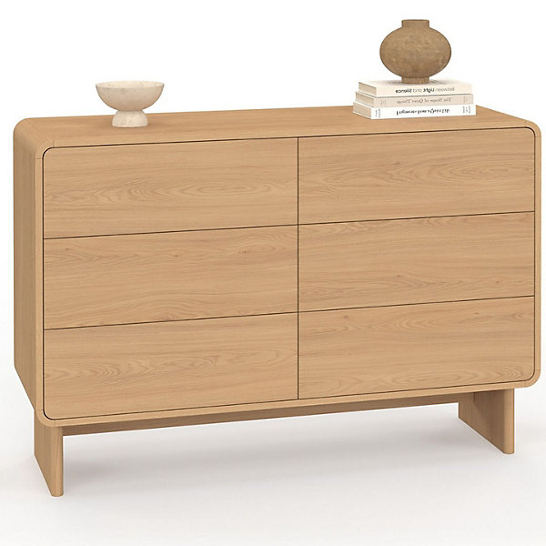 Commode 6 tiroirs CAPUCINE 110 cm façon hêtre design arrondi