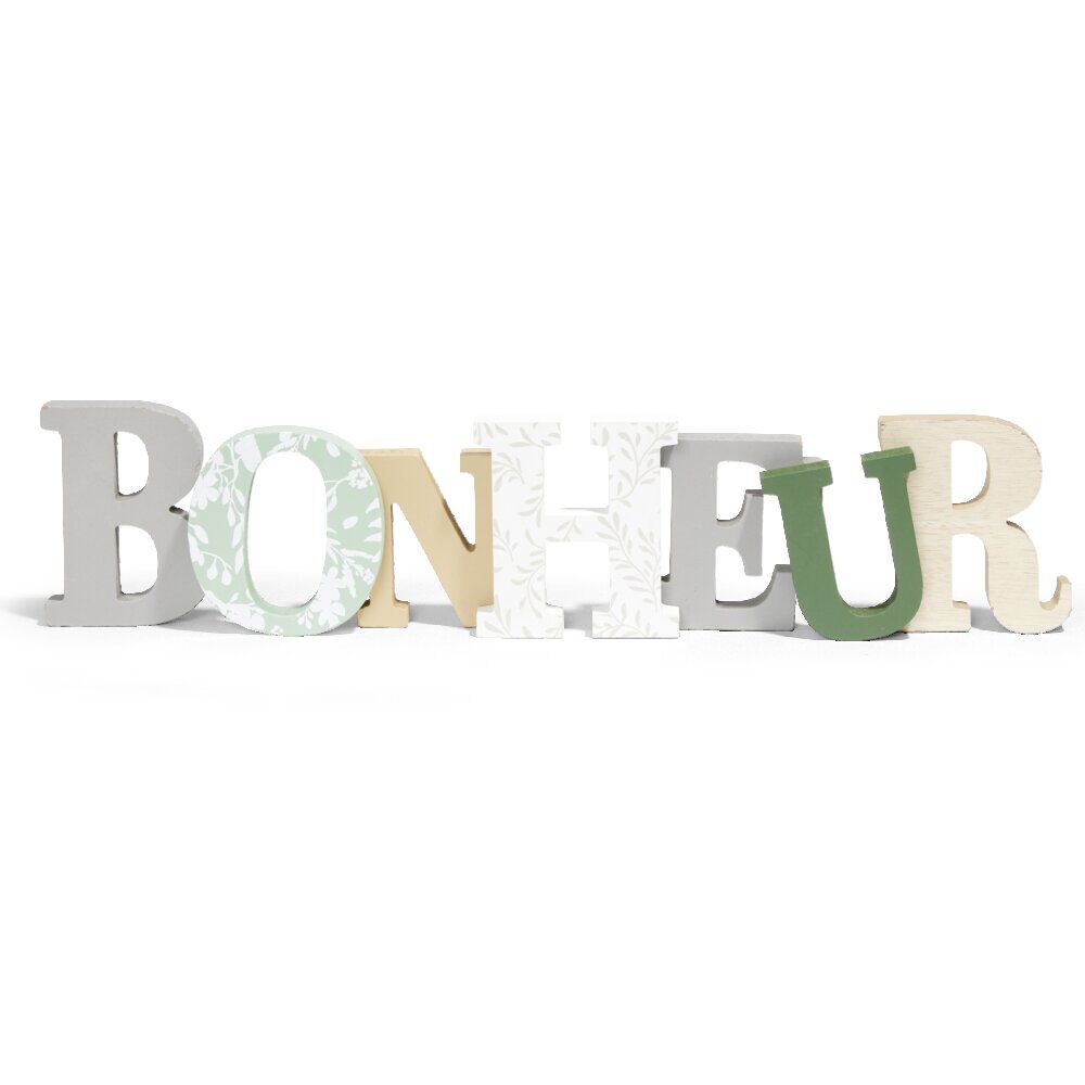 Décoration mot BONHEUR en bois L49xH14cm