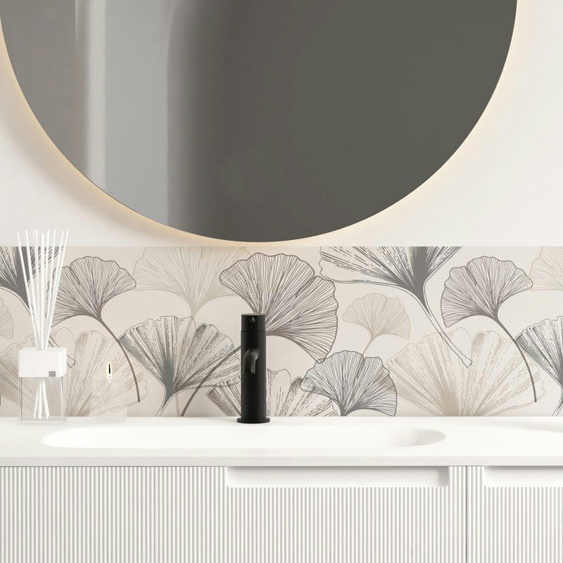 GINGKO TAUPE - Bandeau PVC lot de 2 : L 70cmxH 30cm Beige Feuillage Végétal