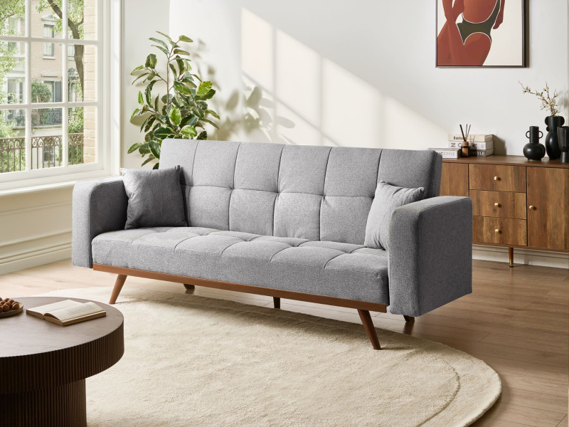 Sofa rozkładana tapicerowana szara