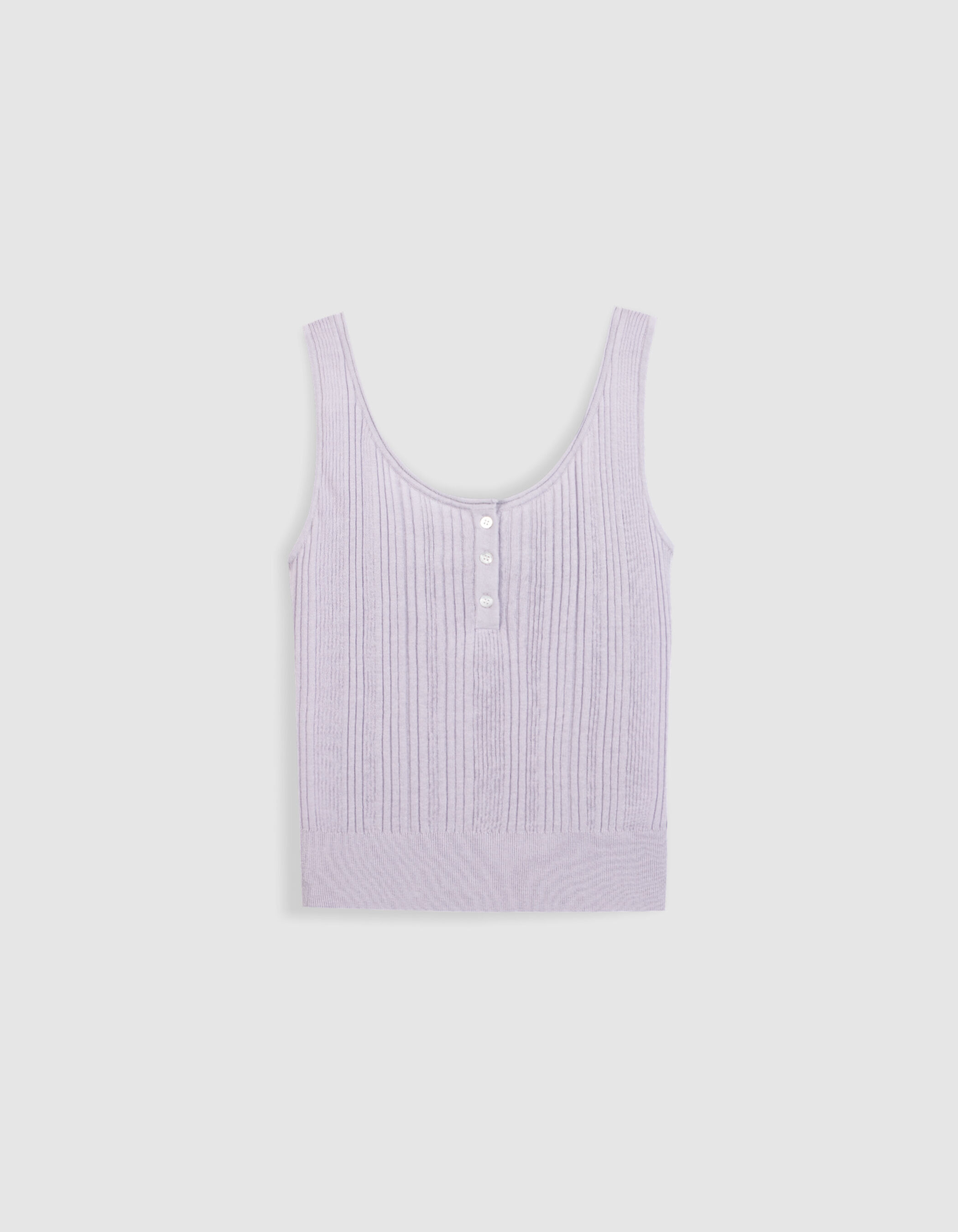 Pull sans manches lilas maille côtelée Femme