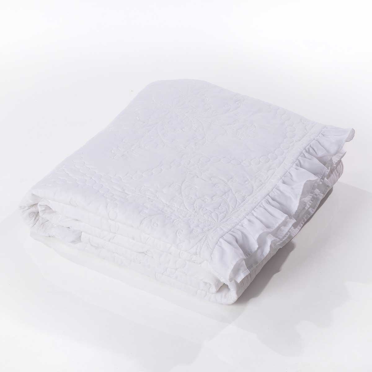 Edredão branco com flores 220x240cm