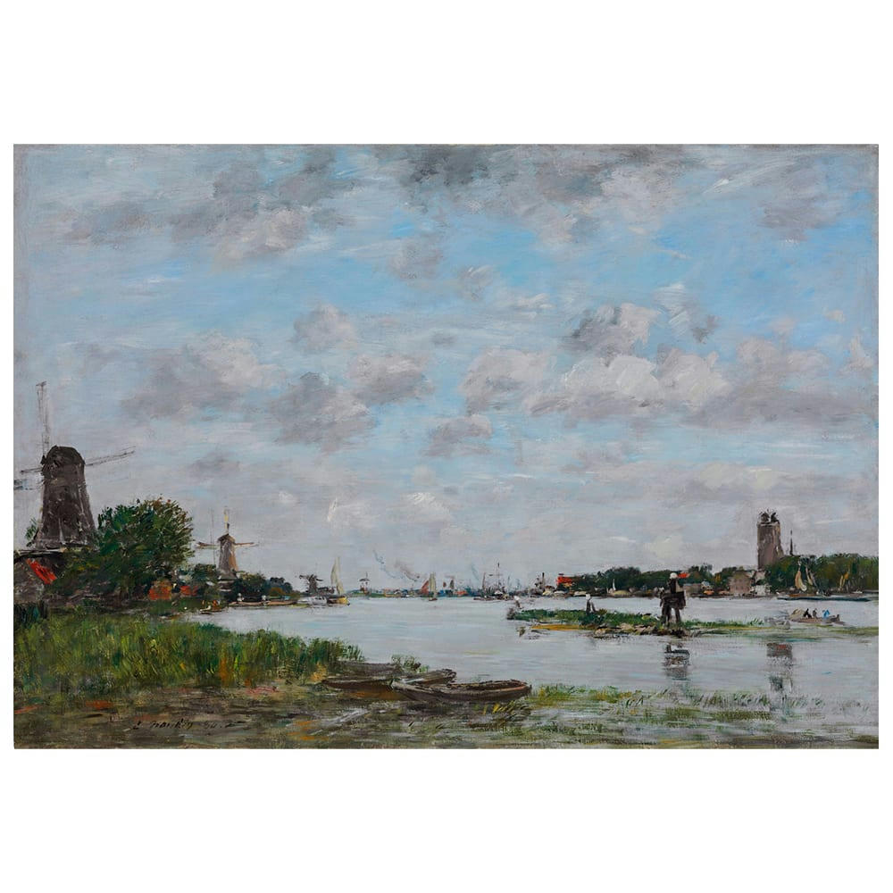 - Tableau la Meuse à Dordrecht Eugène Boudin 50x70cm