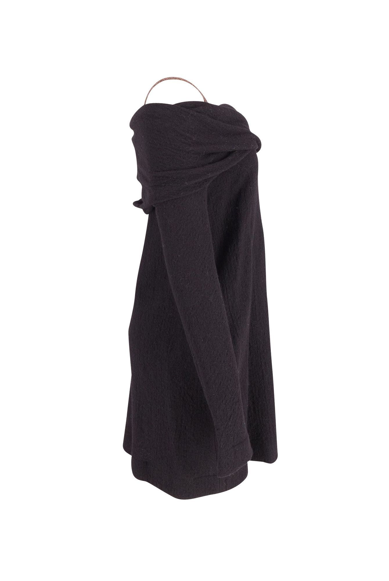 Isa Arfen Preloved Off-Shoulder Mini Dress in Black Wool