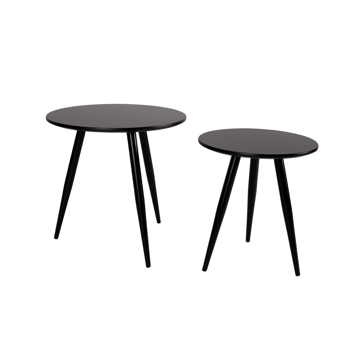 Housecraft Living Daven Bijzettafel Rond Hout Zwart - Set van 2
