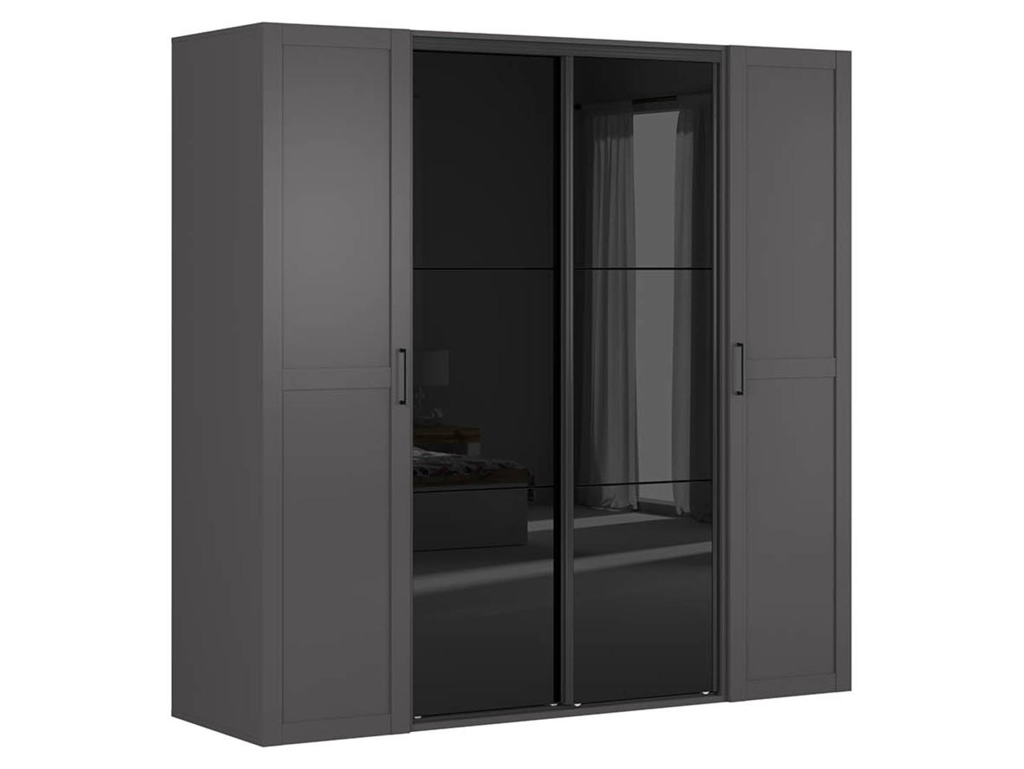 Szafa modułowa Flex 220 cm przesuwna grafit/czarny połysk