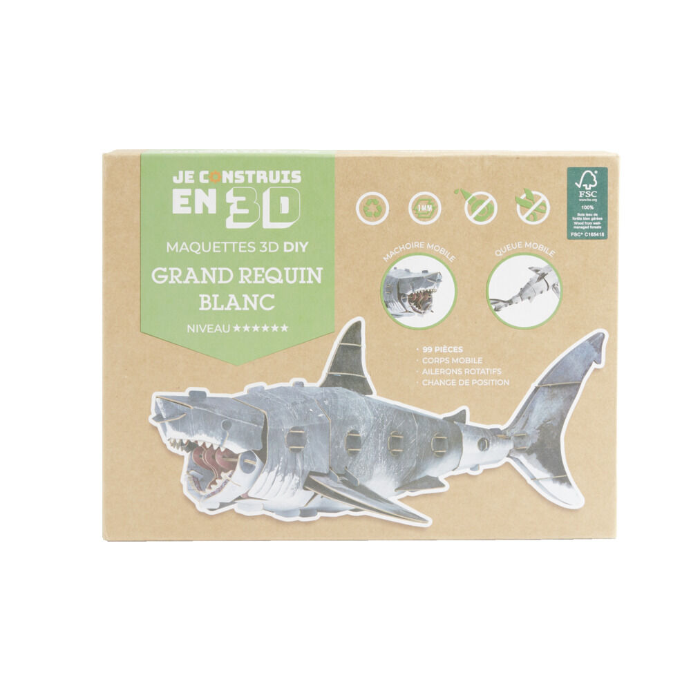 Maquette 3D requin enfant 99 pièces 44x25xH16cm