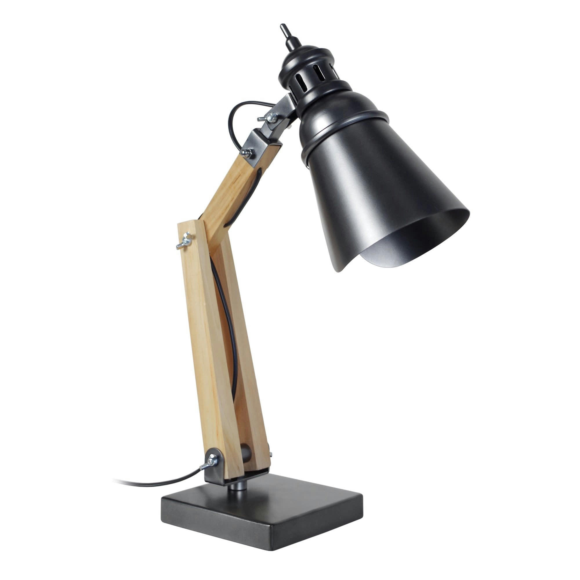 IRON - Lampe de bureau bois naturel  et anthracite