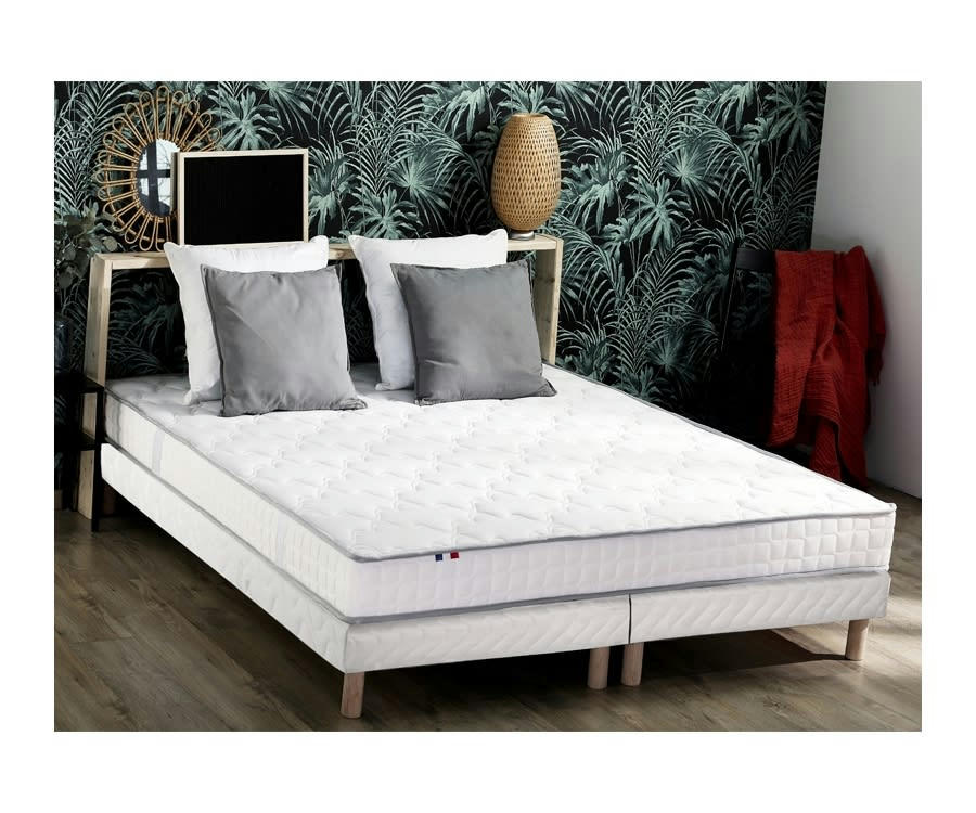 ENSEMBLE CIRRUS - Ensemble matelas mousse sommier blanc 160x200