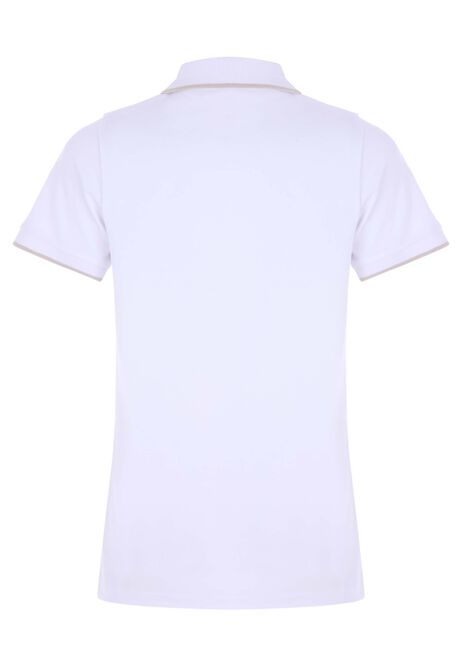 Older Boys White Cotton Zip Polo Shirt