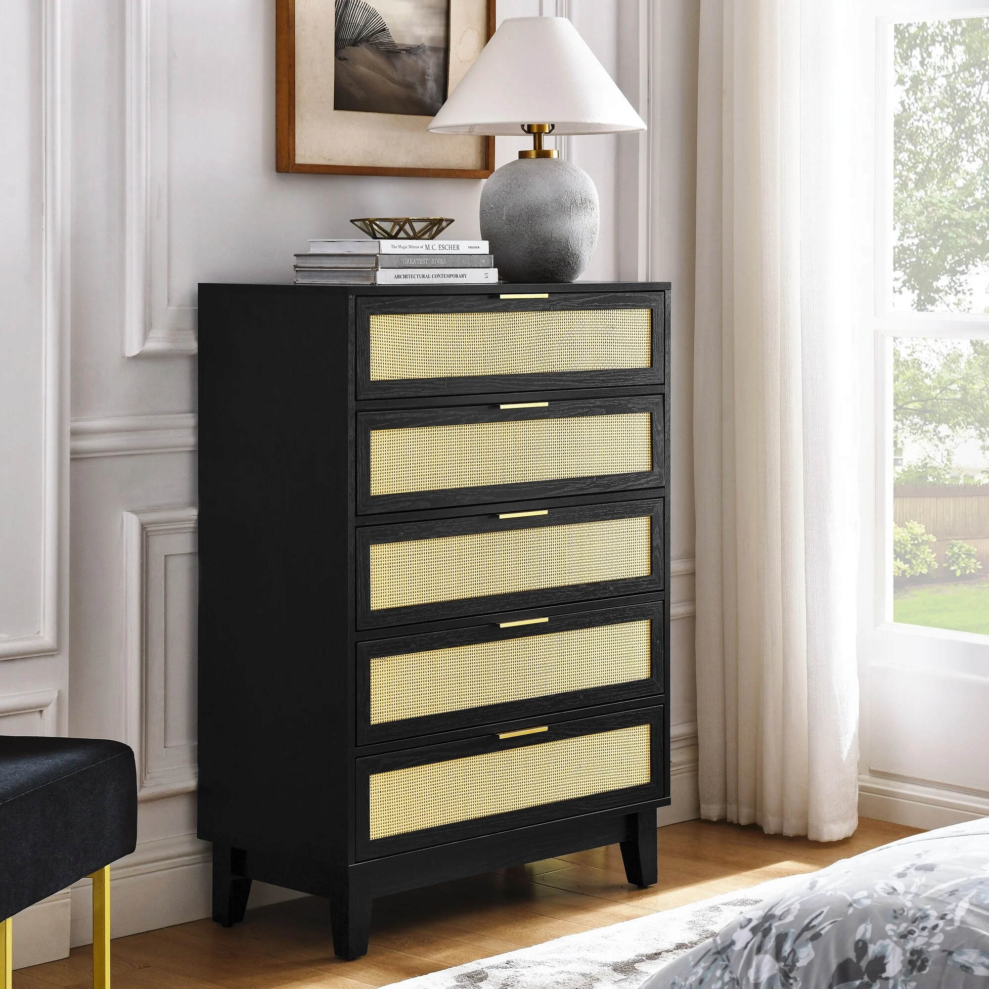 5-Drawer Vertical Chest, Modern Wooden Chest of Drawers with Spacious Storage Space for Bedroom, Hallway, Lliving room