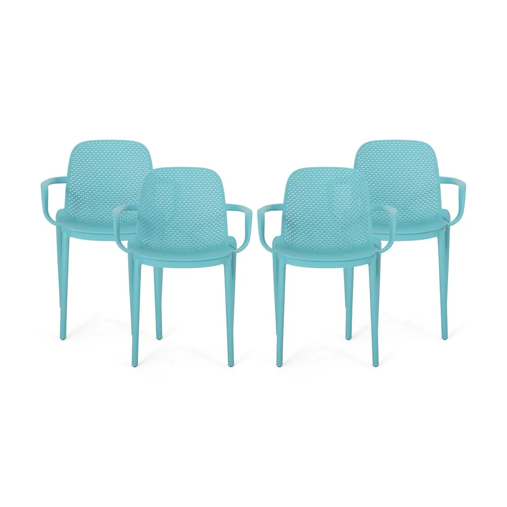 Gardenia Modern Outdoor Stacking Dining Chair Set by Christopher Knight Home - 23.30 W x 21.20 D x 32.00 H