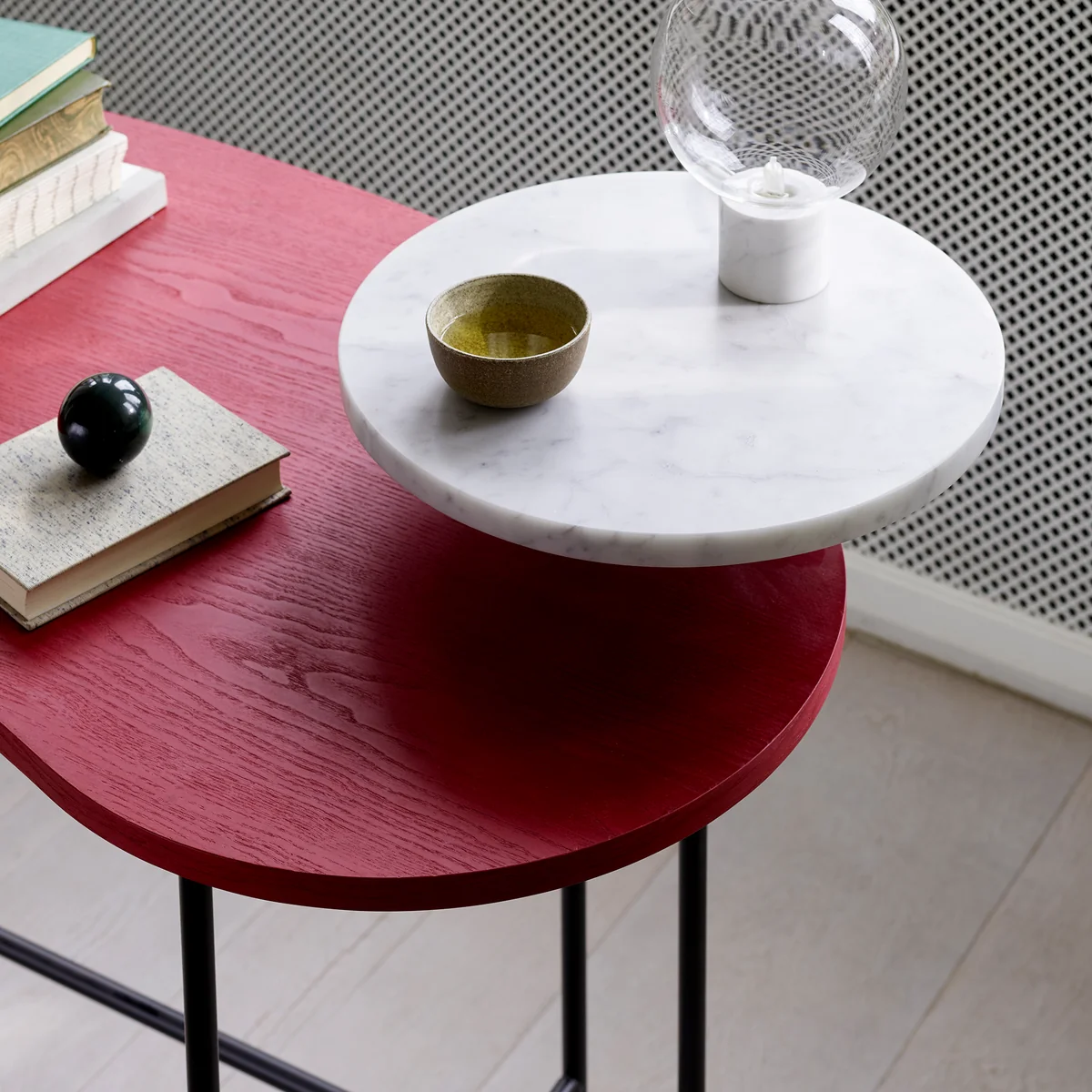 &Tradition - Palette Table - JH9, Esche schwarz / Nero Marquina Marmor