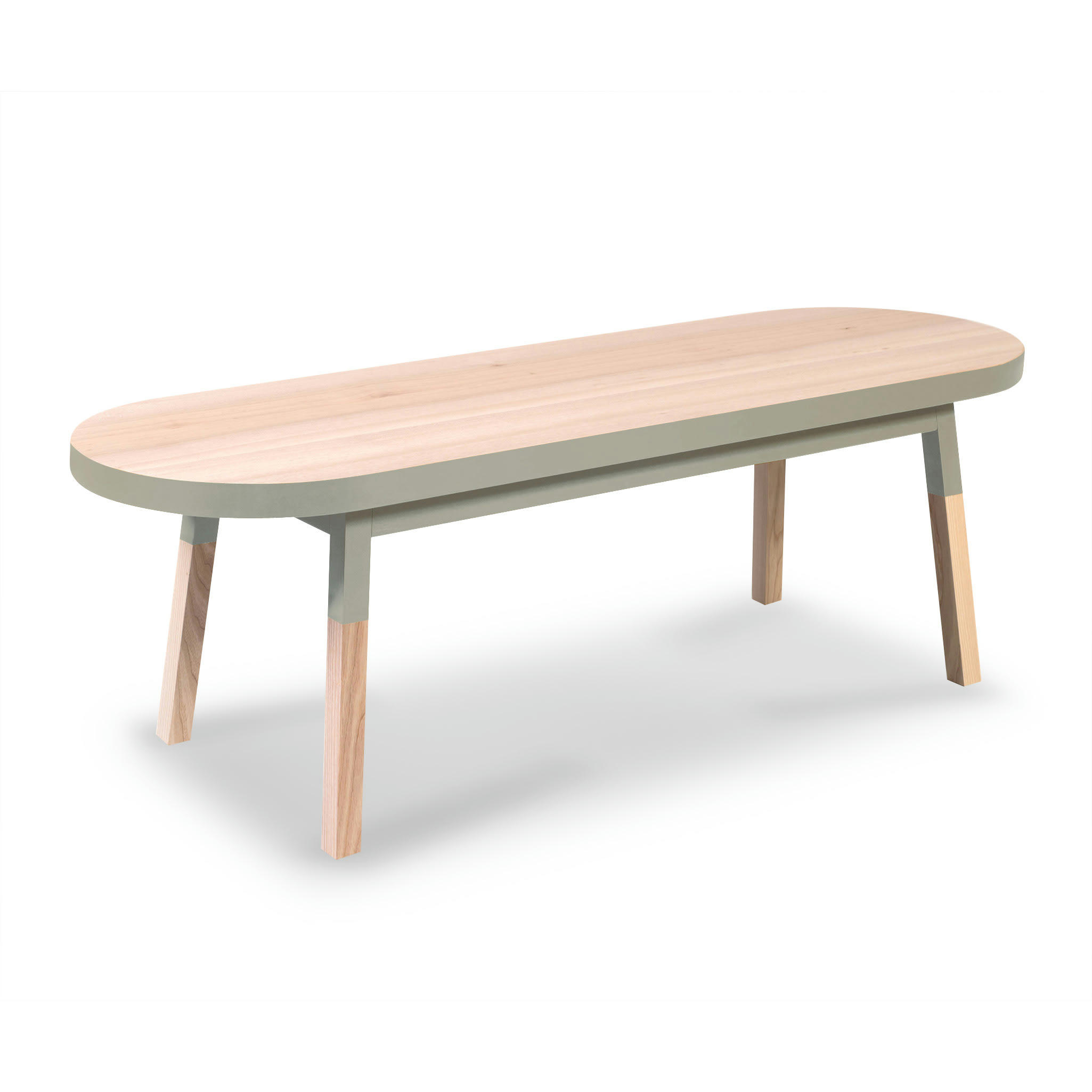 EGEE - Table basse banc 140 cm, 100% frêne massif gris muscade