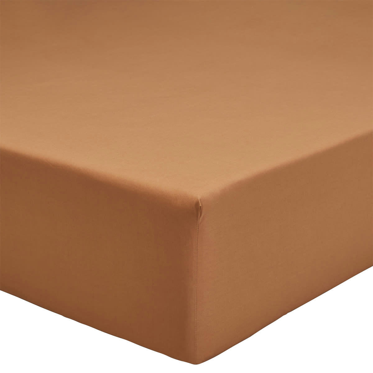 VANOISE - Drap housse en coton brun 160x200