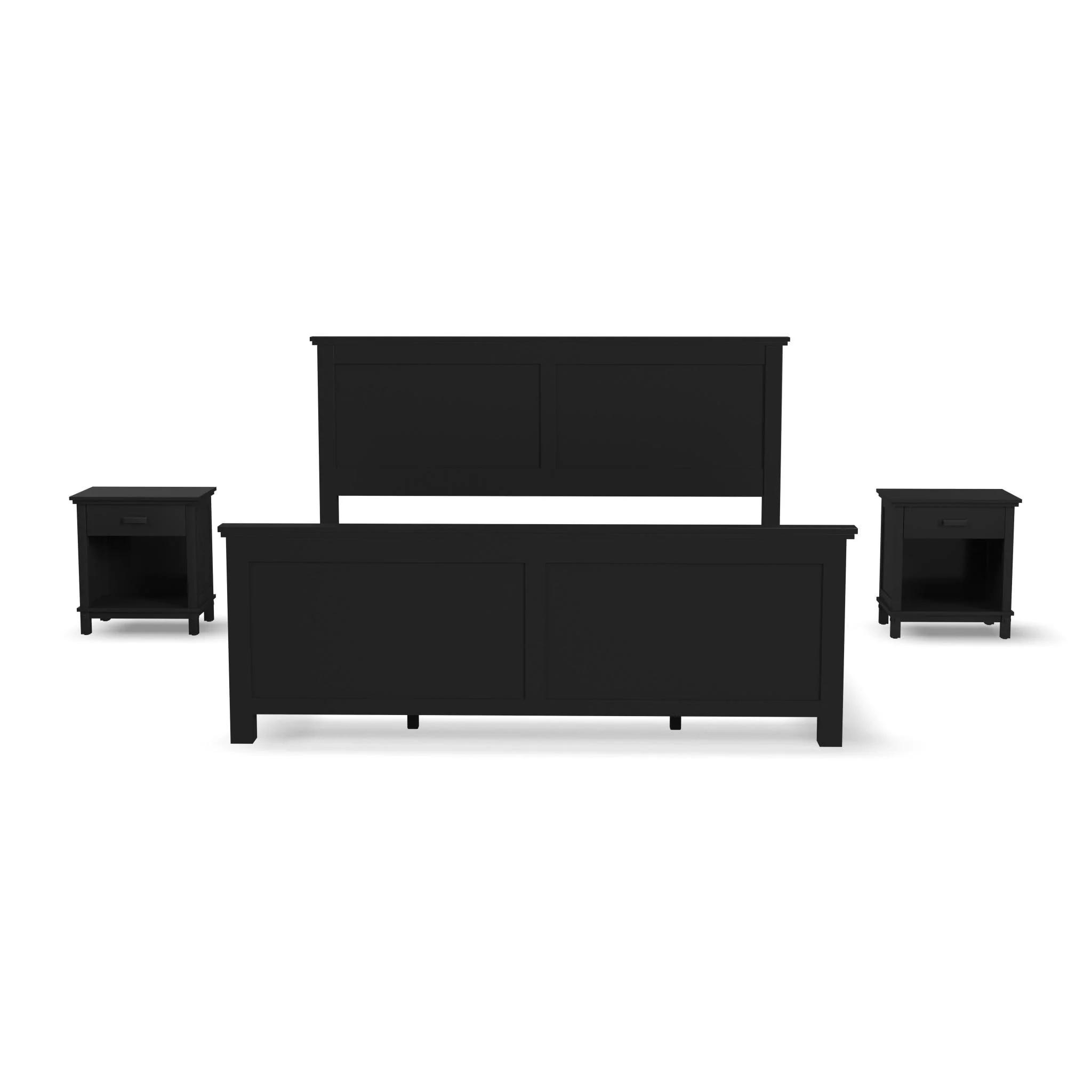 Oak Park Black Wood 3-Piece Set with King Bed and Two Nightstands by Homestyles