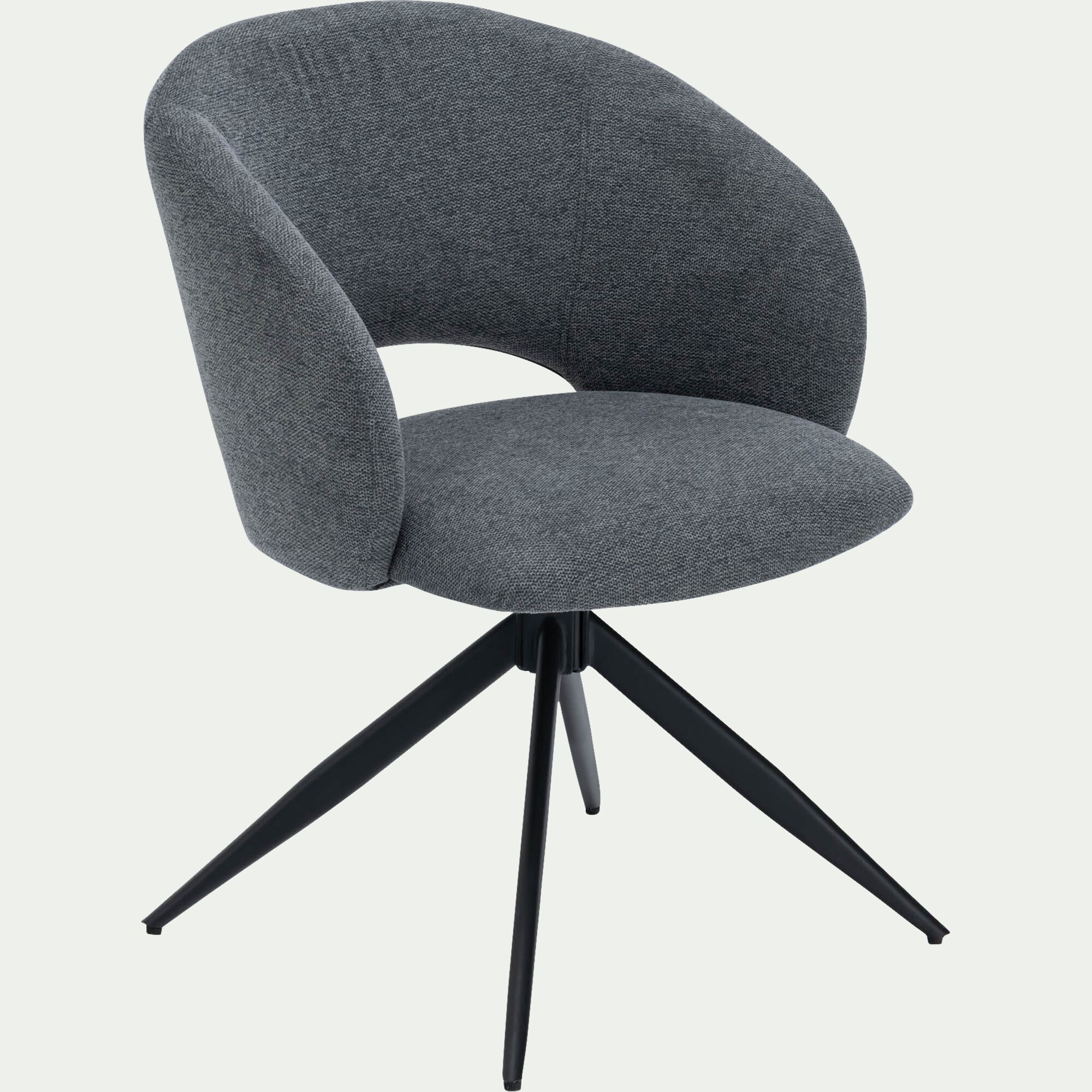 ELZIAS - Chaise de repas pivotante avec accoudoirs en tissu - gris
