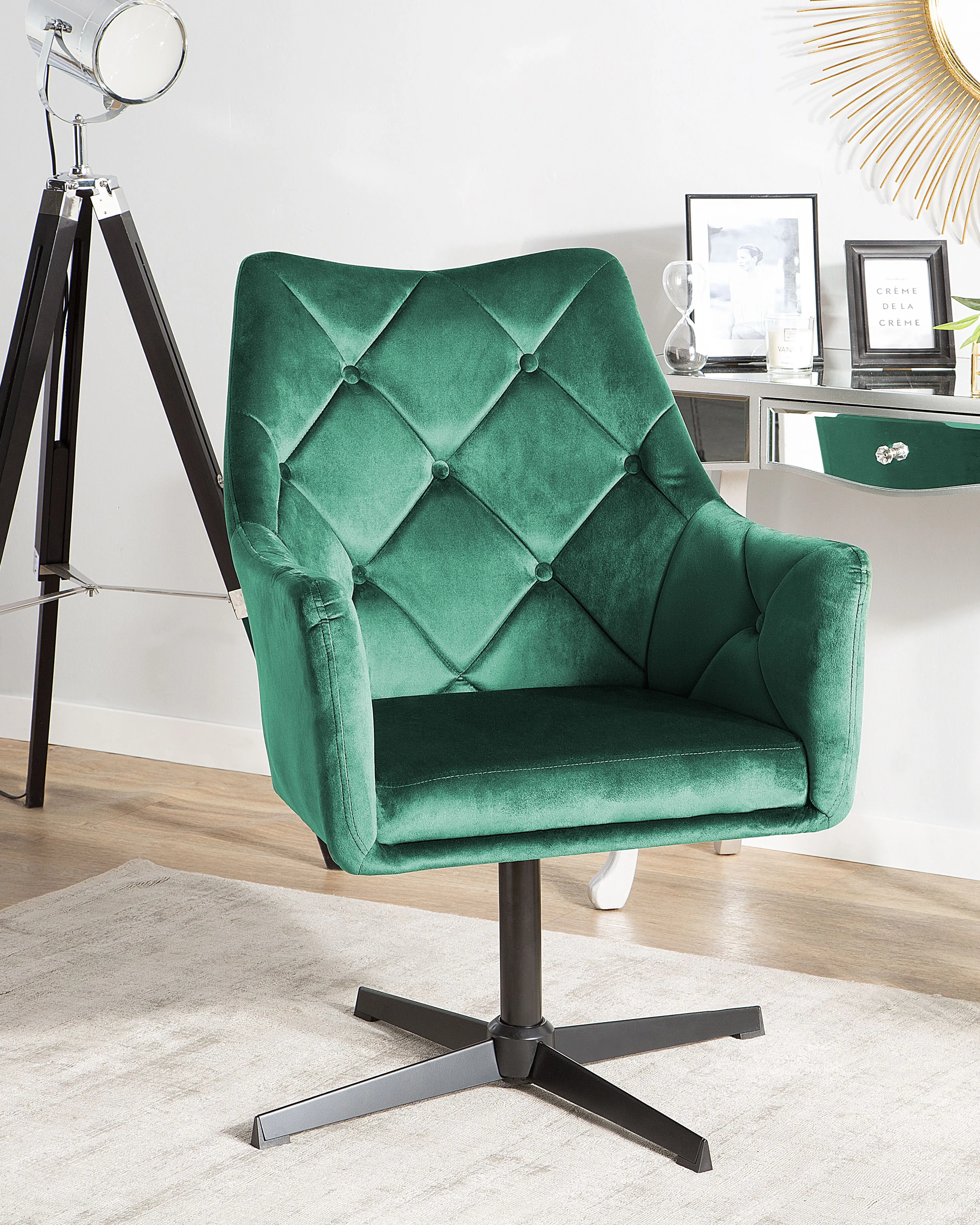 Swivel Armchair VAKSALA Velvet Dark Green
