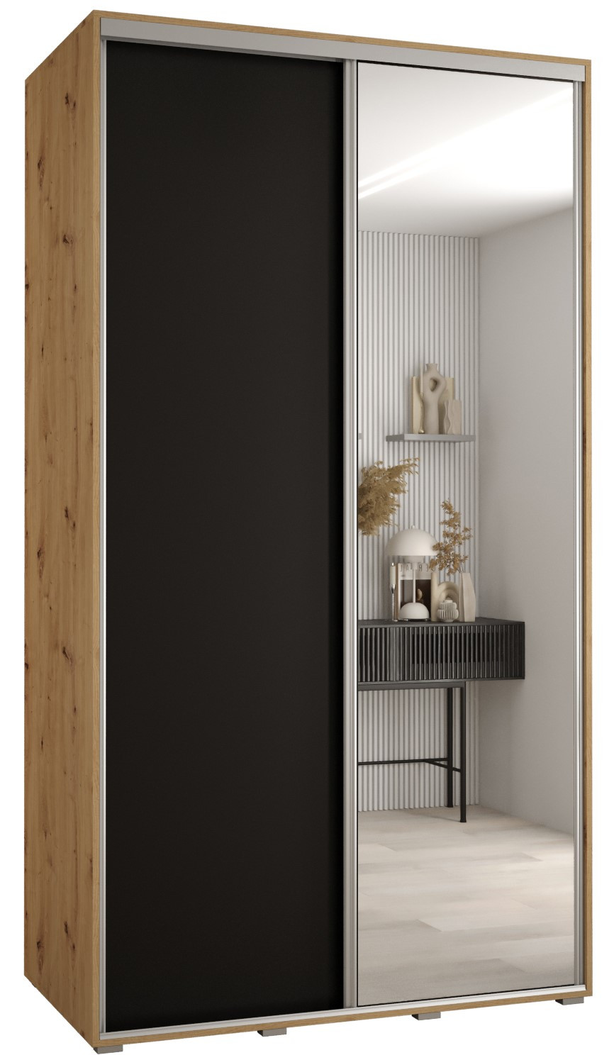 Szafa przesuwna 60 wysoka Davos 3 130 artisan czarny srebrny