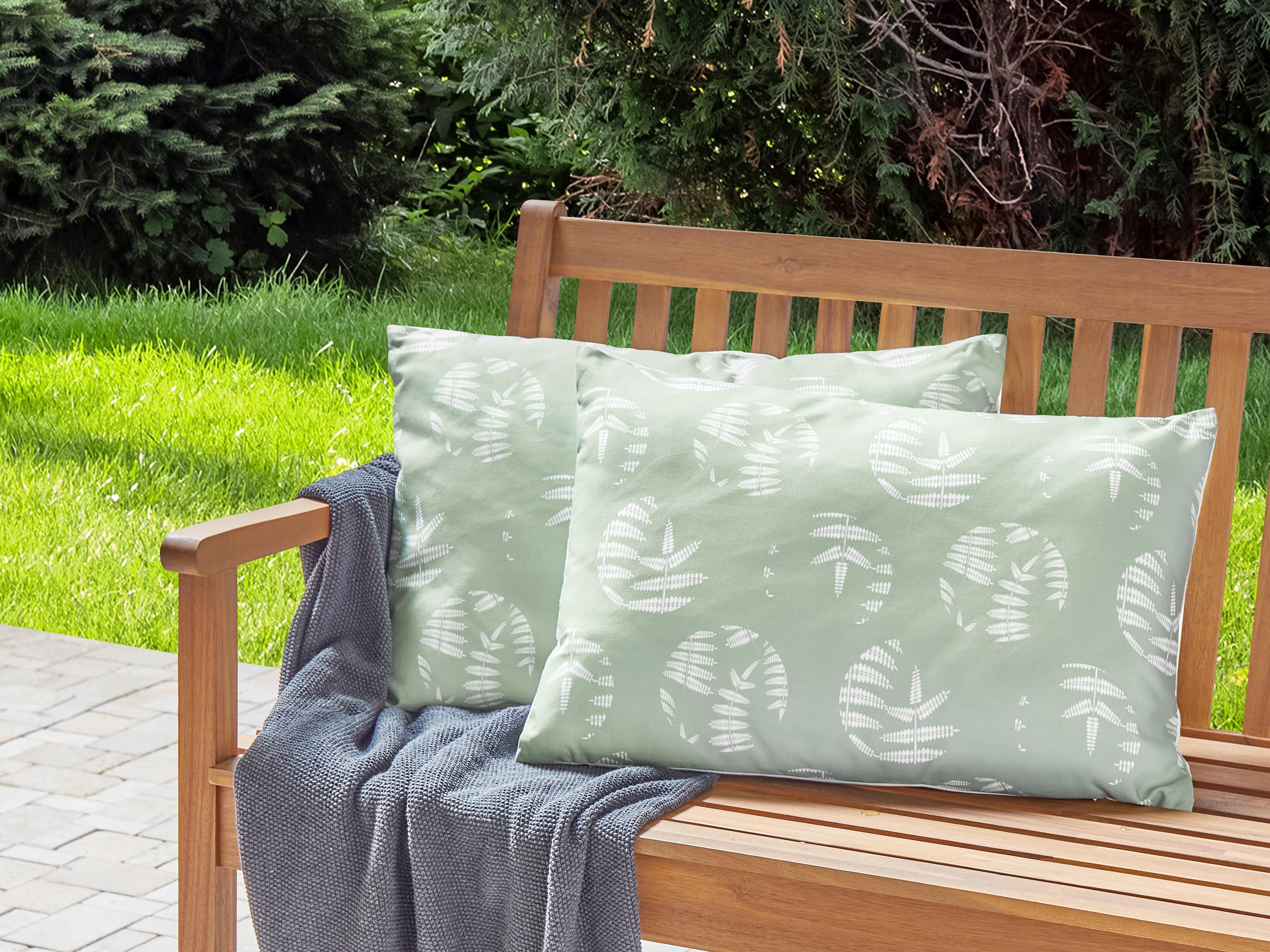 Set of 2 Outdoor Cushions ALASSIO Plant Pattern 40 x 60 cm Green
