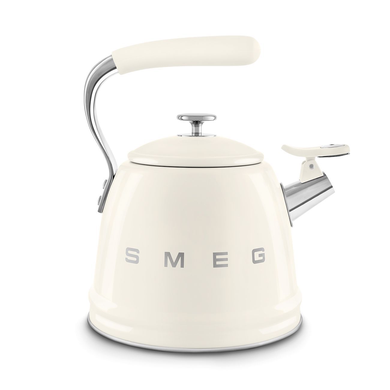 Smeg WKF01CR Whistling Kettle, 2.3 litres with Steam Whistle, Cool Touch Handle and Practical Spout, Cream
