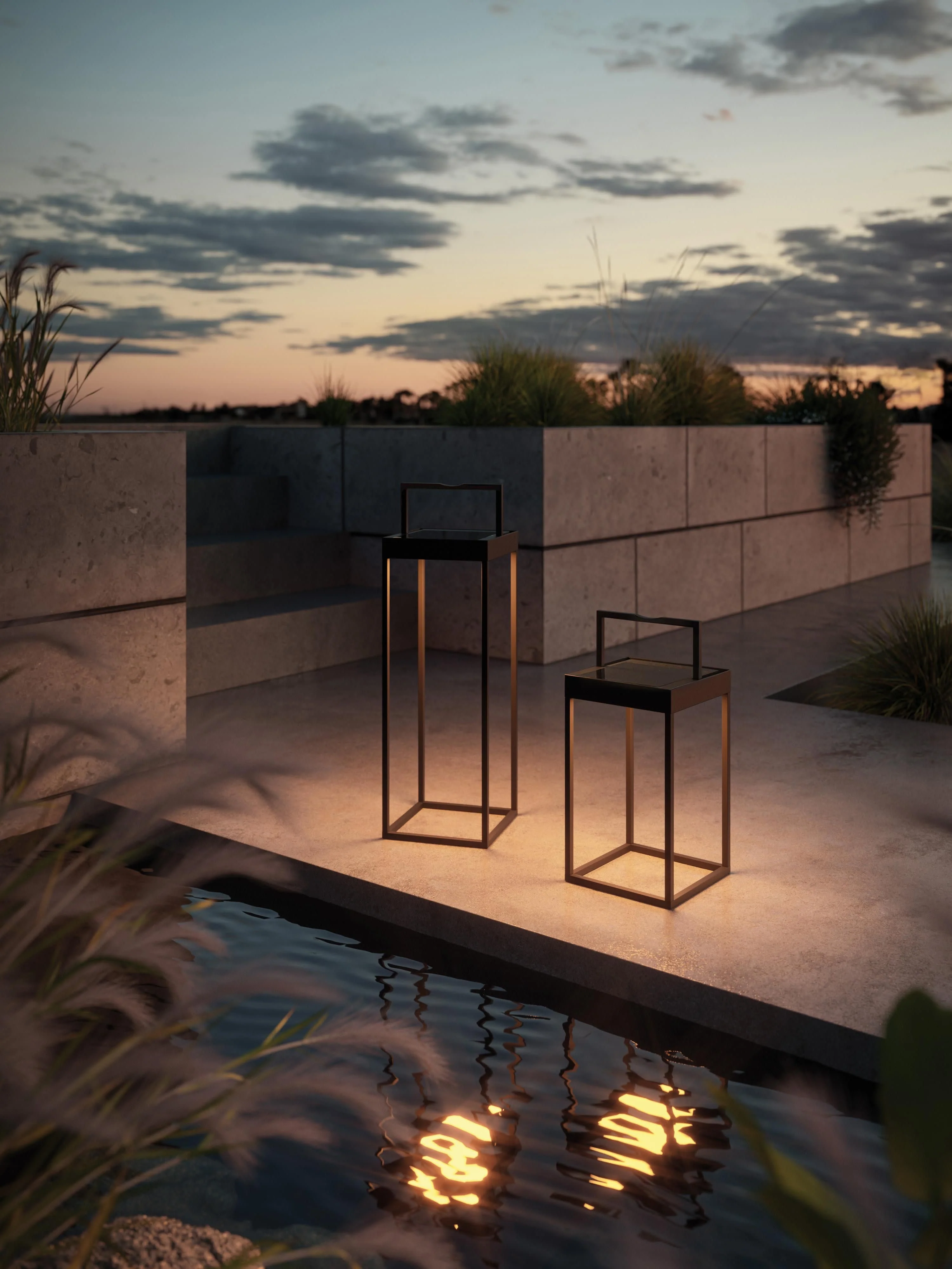 Mobile LED-Außenstehlampe Cannes, dimmbar