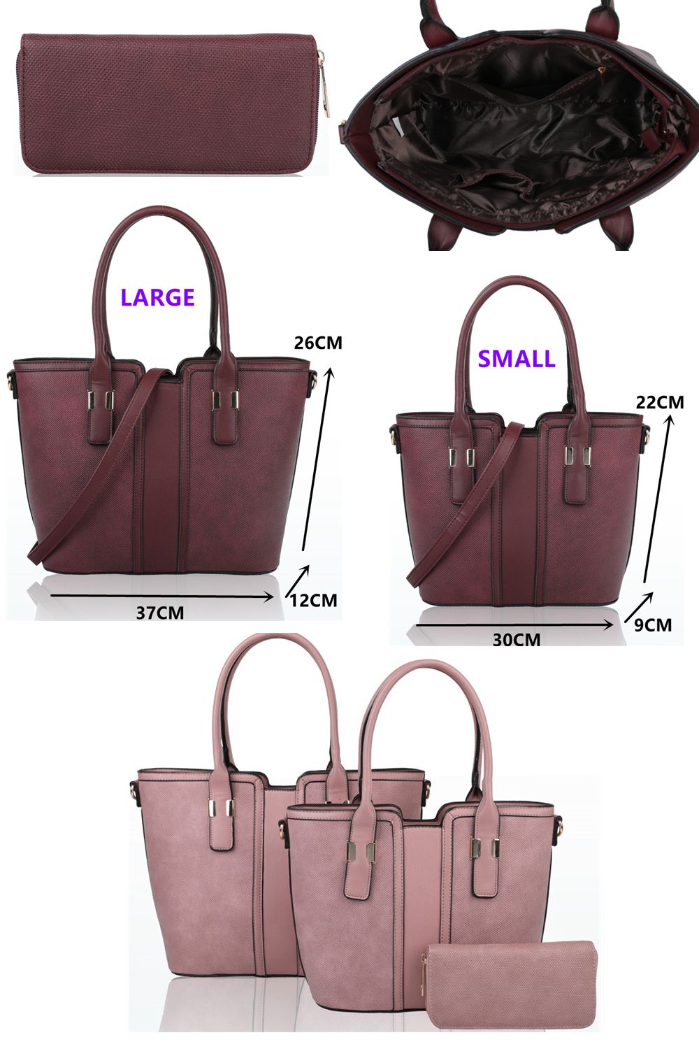 Fontanella Fashion Cucitura Elegant 3in1 PU Leather tote Handbags with purse