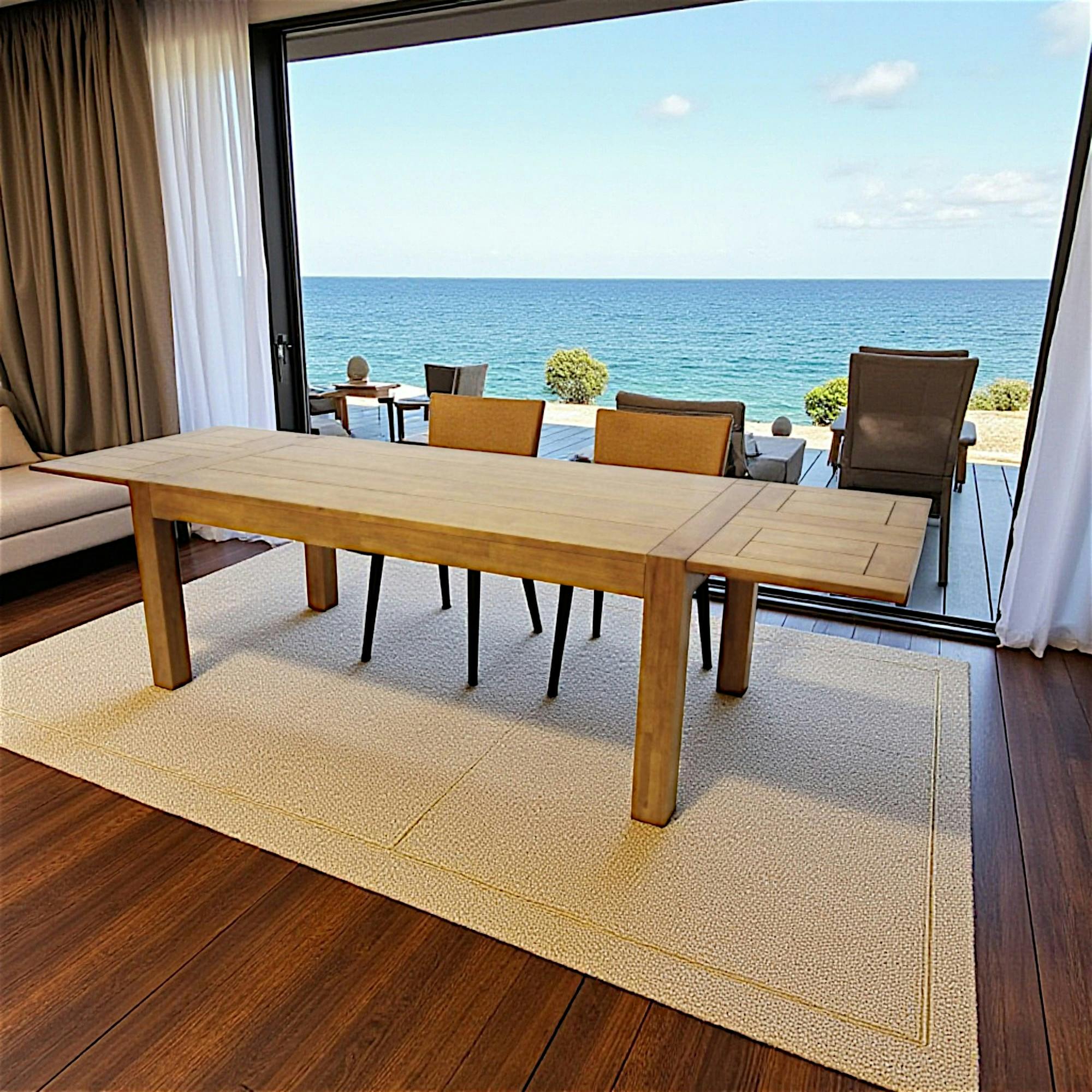 Table de repas Hévéa extensible 190/290x100x76cm ATTAN