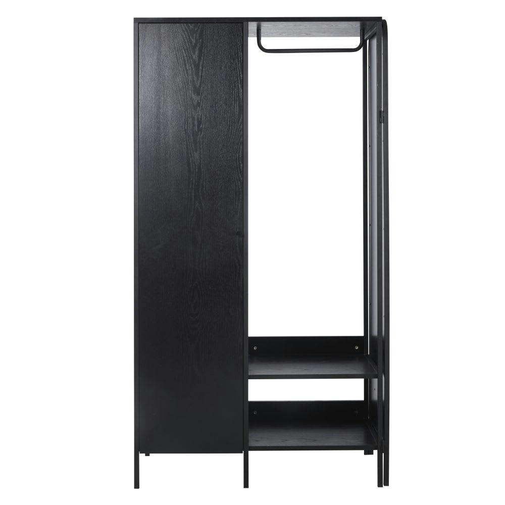 Blackhill Business - Dressing professionnel noir 1 porte rotative avec miroir