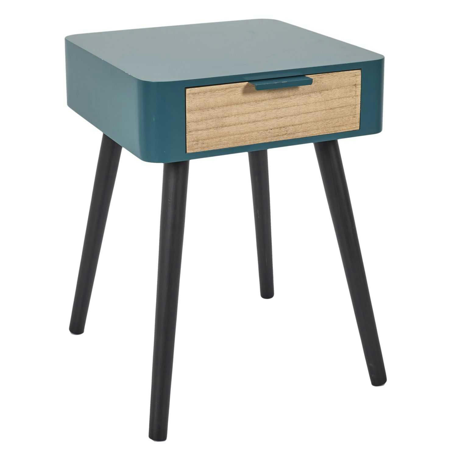 - Table de chevet 1 tiroir en mdf bleu