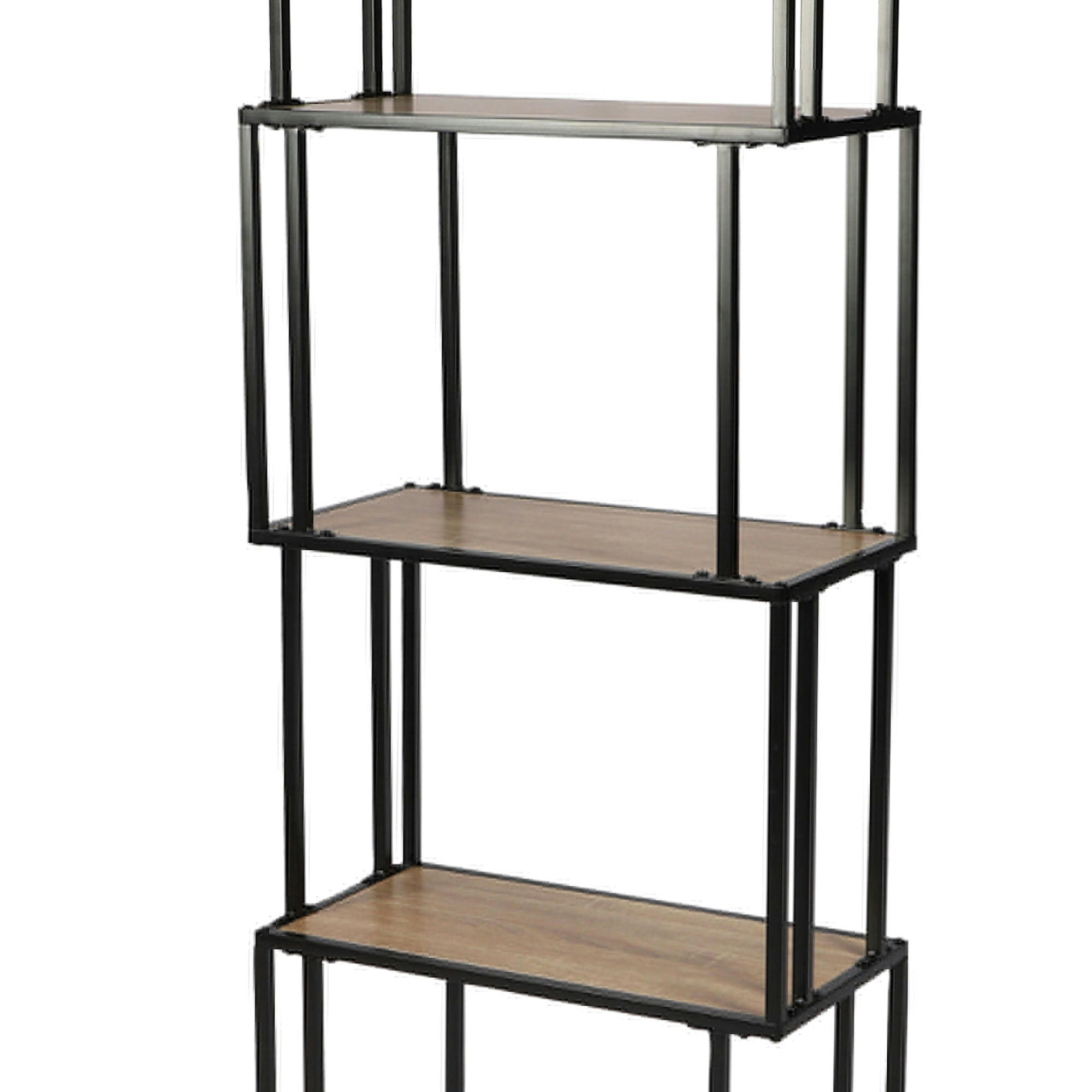 COLORADO - Étagère bibliothèque bois et métal noir déstructurée 60x30x170cm