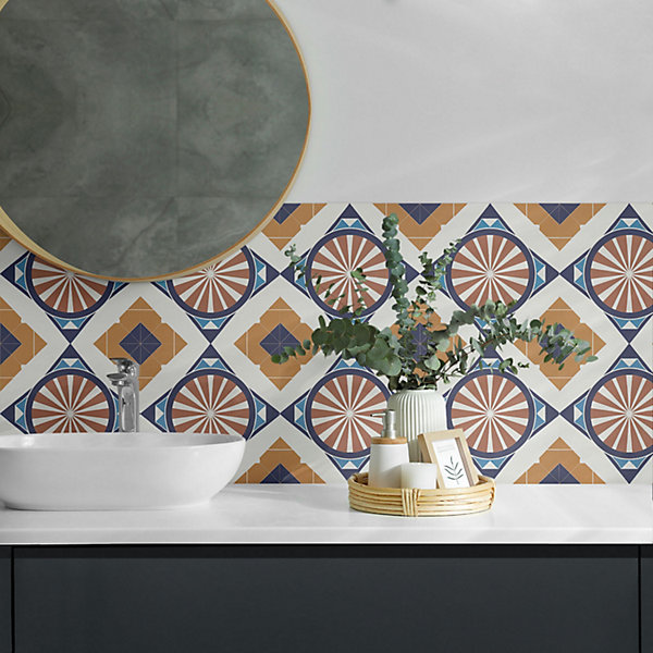 Panneau Mural TV Wallfluent 50x50 cm Motif Géométrique Avec Des Cercles 4 pièces