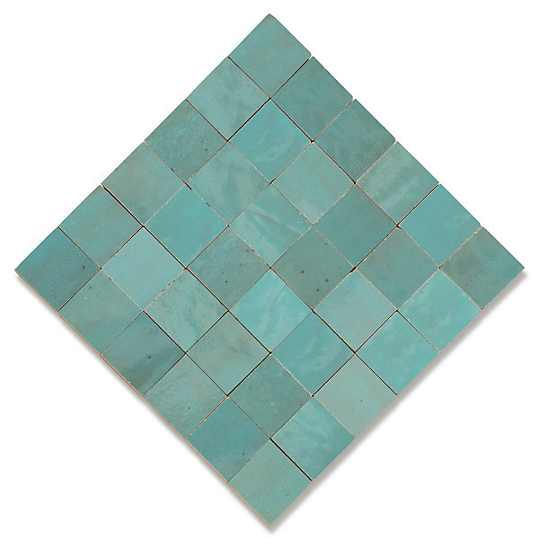 Carrelage Zellige Marocain Bleu Maldives 5x5 cm(vendu par plaque de 30x30 cm soit 0,09 m²) - RO'MA NATURE