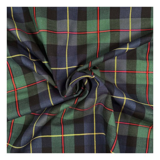 Navy and Green Tartan Polycotton Fabric by the Metre