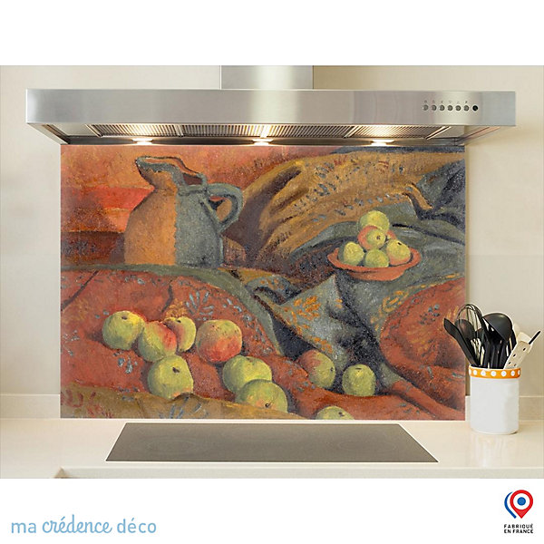 Crédence cuisine fond de hotte Paul Sérusier, Pommes et cruche - Verre trempé - L 90 cm x H 60 cm - MaCrédenceDéco