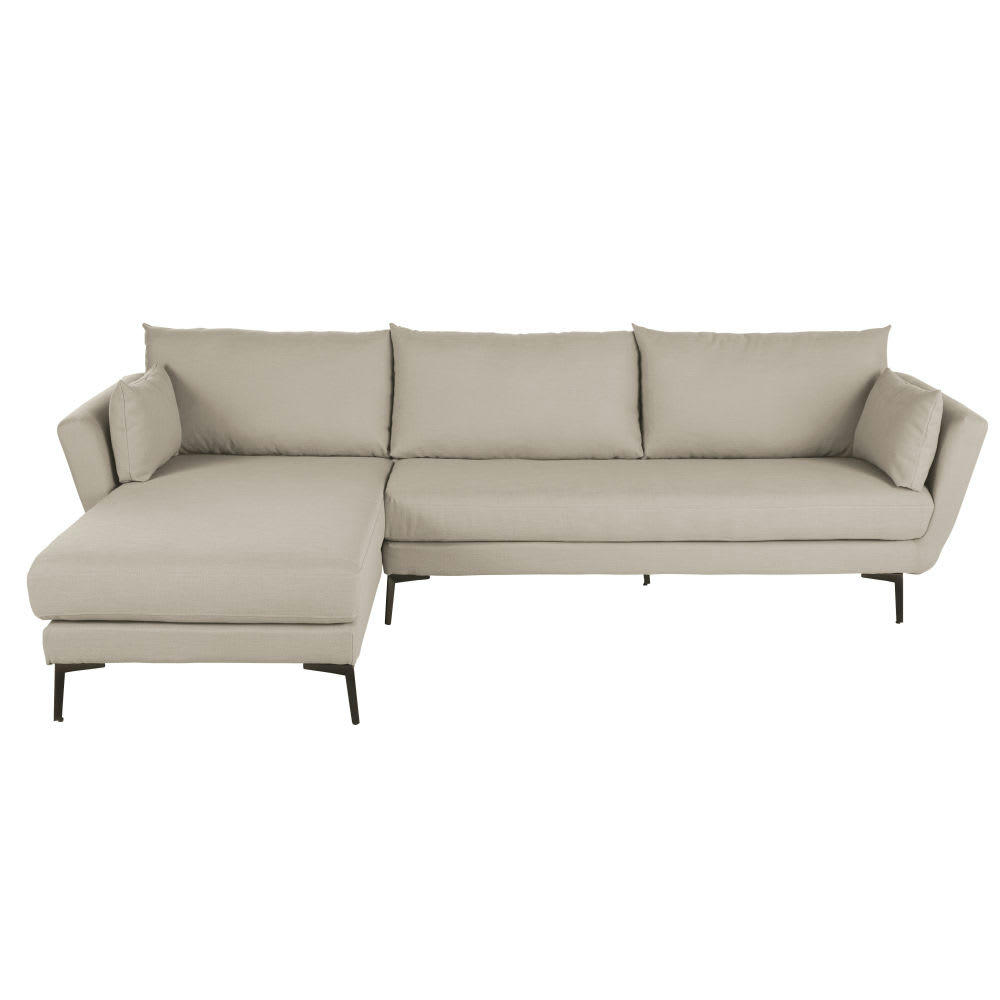 Prague - Canapé d'angle gauche 4/5 places beige