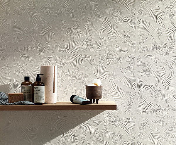 Carrelage effet Pierre 3D Blanc Foglia 80x40x0,85 cm Mat Volenza - Mur intérieur (vendu par carton de 1,28 m²) - RO'MA CARRELAGE