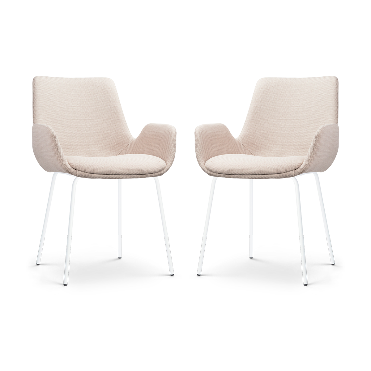 Nolon Nora-Eef Eetkamerstoelen Set van 2 - Beige - Witte Poten